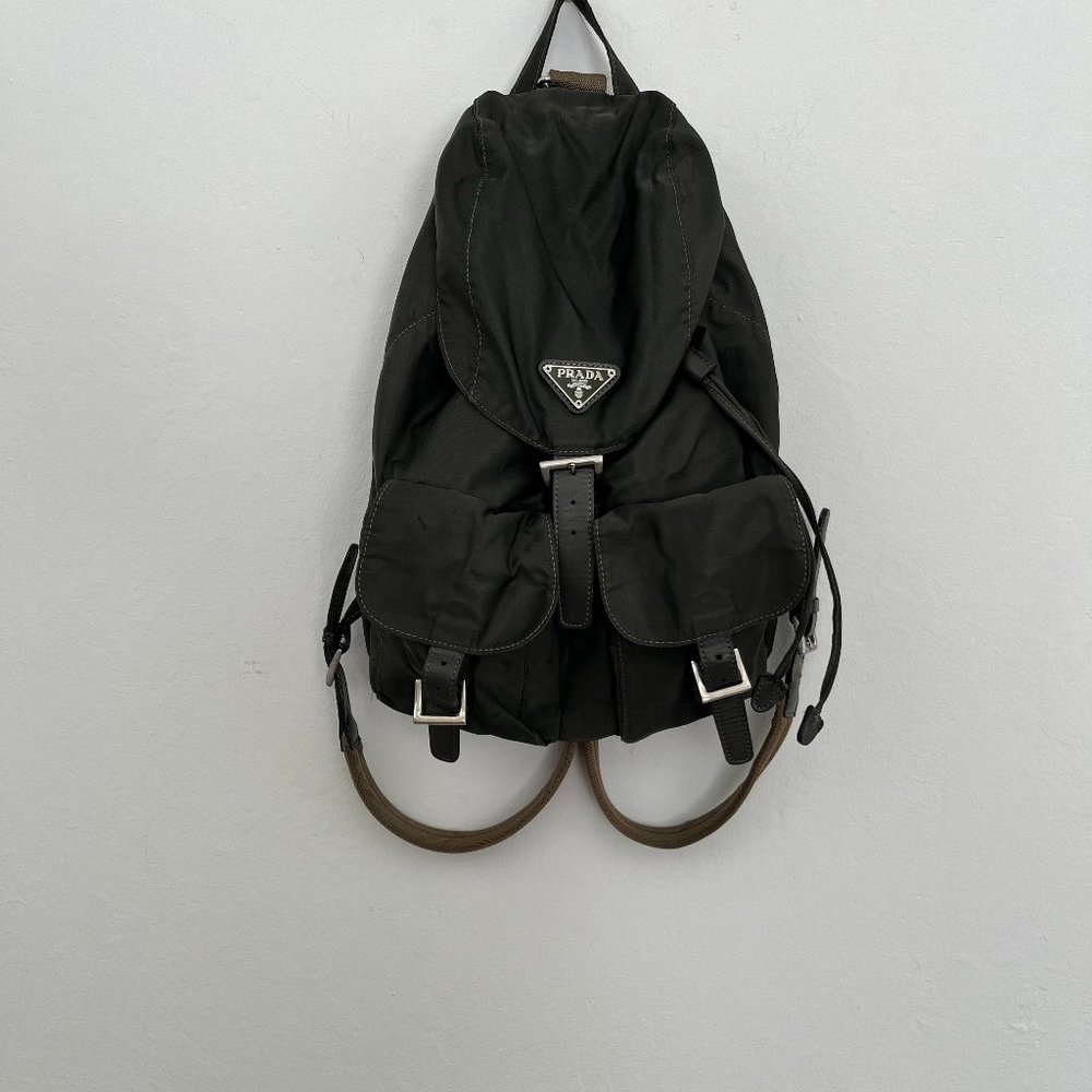 Vintage Prada Small Tessuto Backpack Green